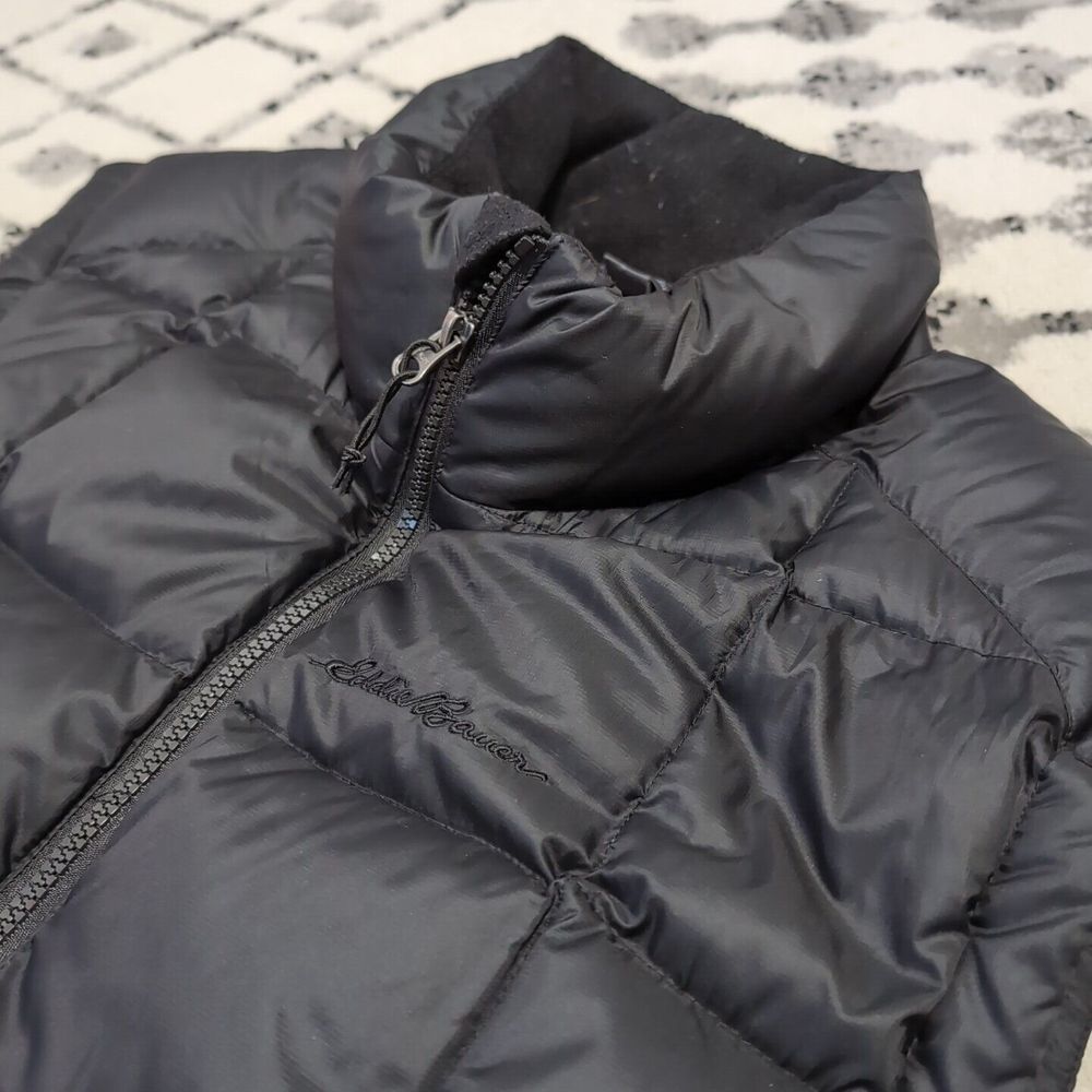 Eddie Bauer Vest Premium Goose Down Black Puffer Full‎ Zip Men's Large 27R - Picture 1 of 6